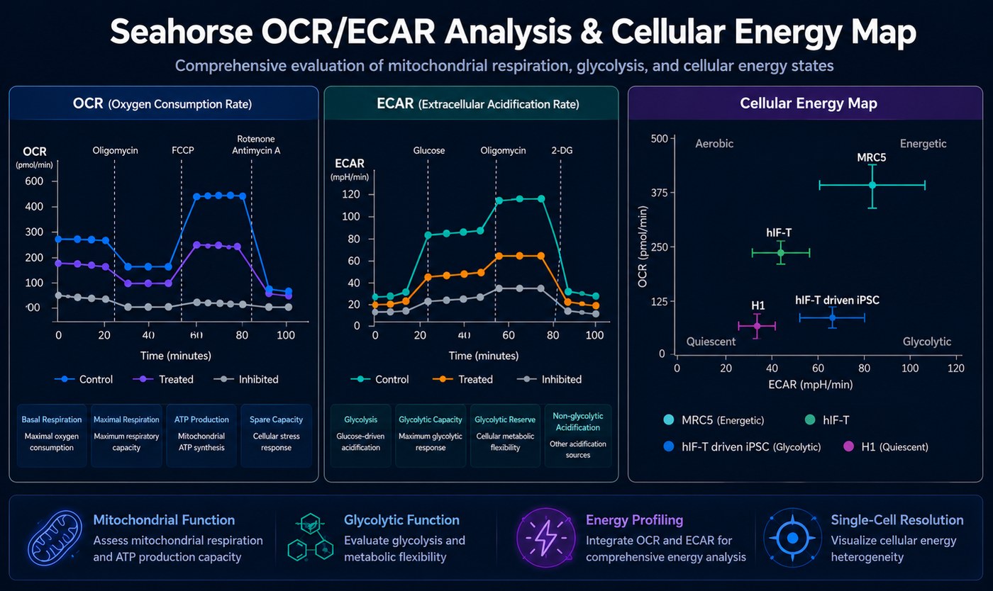 Seahorse OCR/ECAR analysis and cellular energy map — mitochondrial and glycolytic function analysis