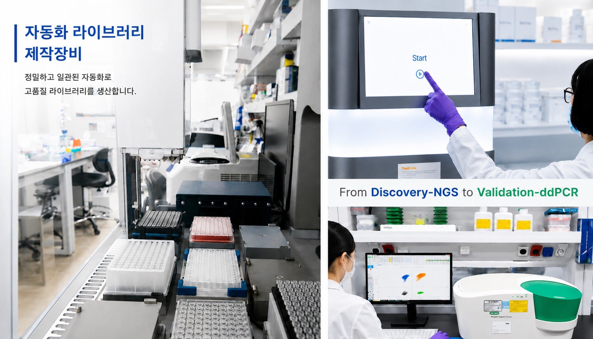 Genomics Laboratory - automated library preparation equipment and NGS/ddPCR analysis workflow