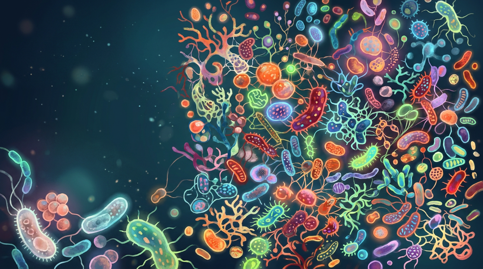 Illustration of various types of microorganisms